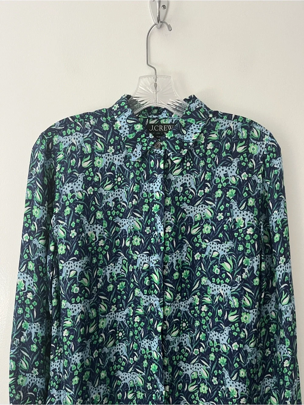 J Crew Classic Fit Button Up Shirt Fauna Floral Animal Print Tropical 6